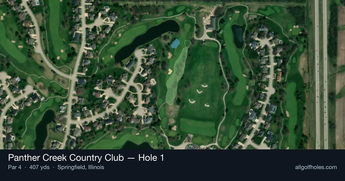Hole 1 aerial at Panther Creek Country Club