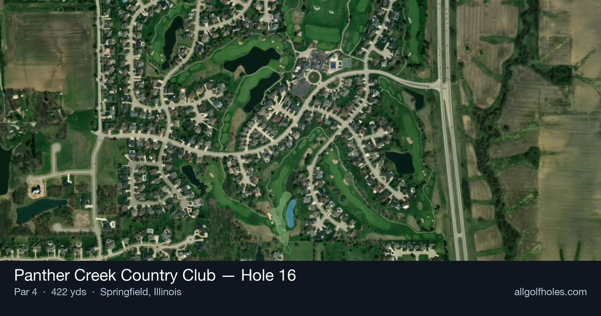 Hole 16 aerial at Panther Creek Country Club