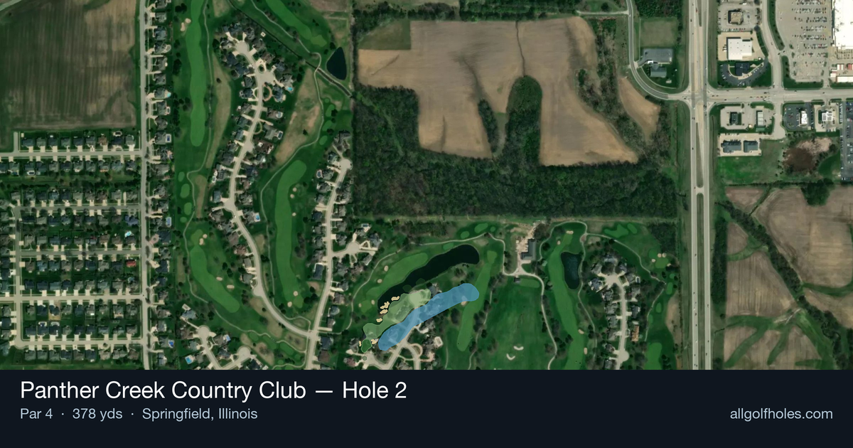 Hole 2 aerial at Panther Creek Country Club