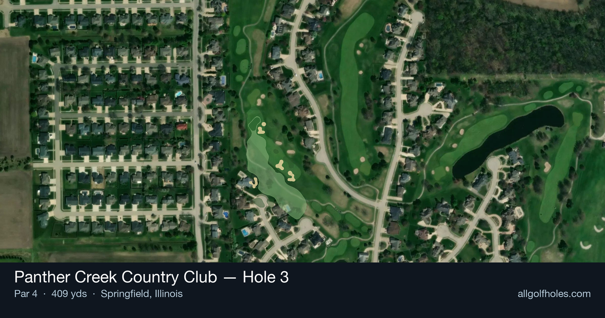 Hole 3 aerial at Panther Creek Country Club