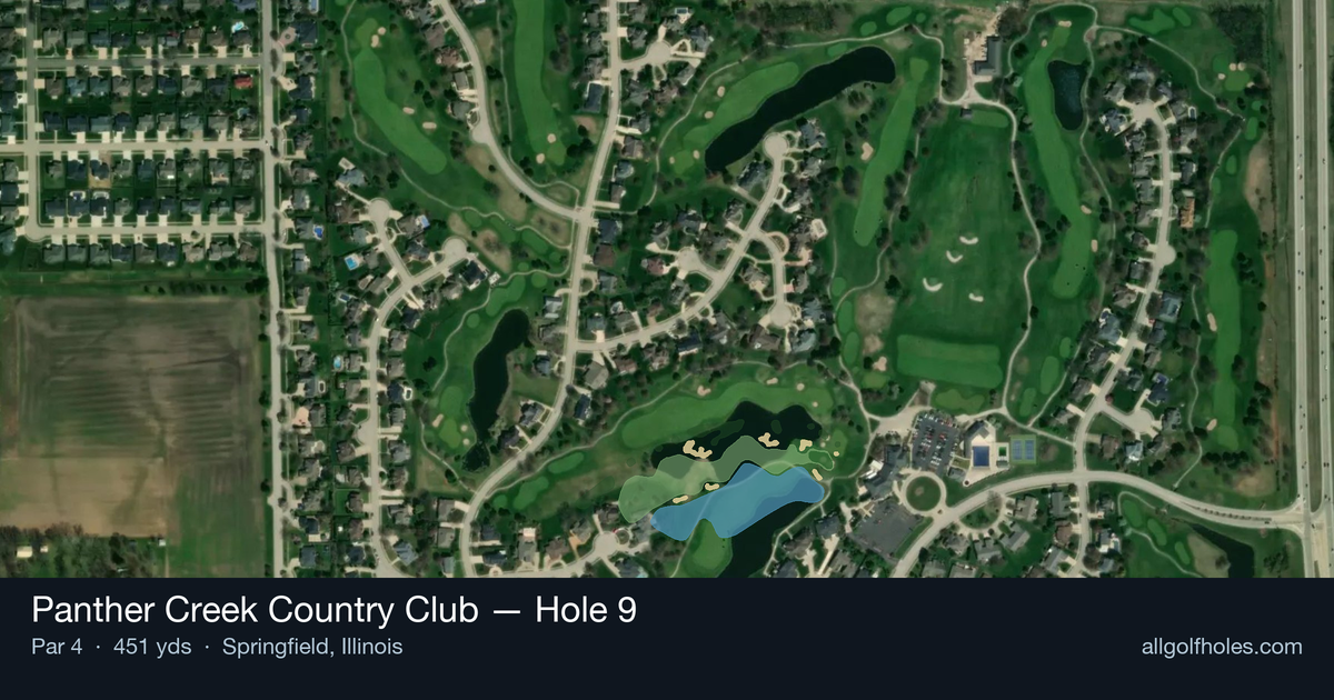Hole 9 aerial at Panther Creek Country Club