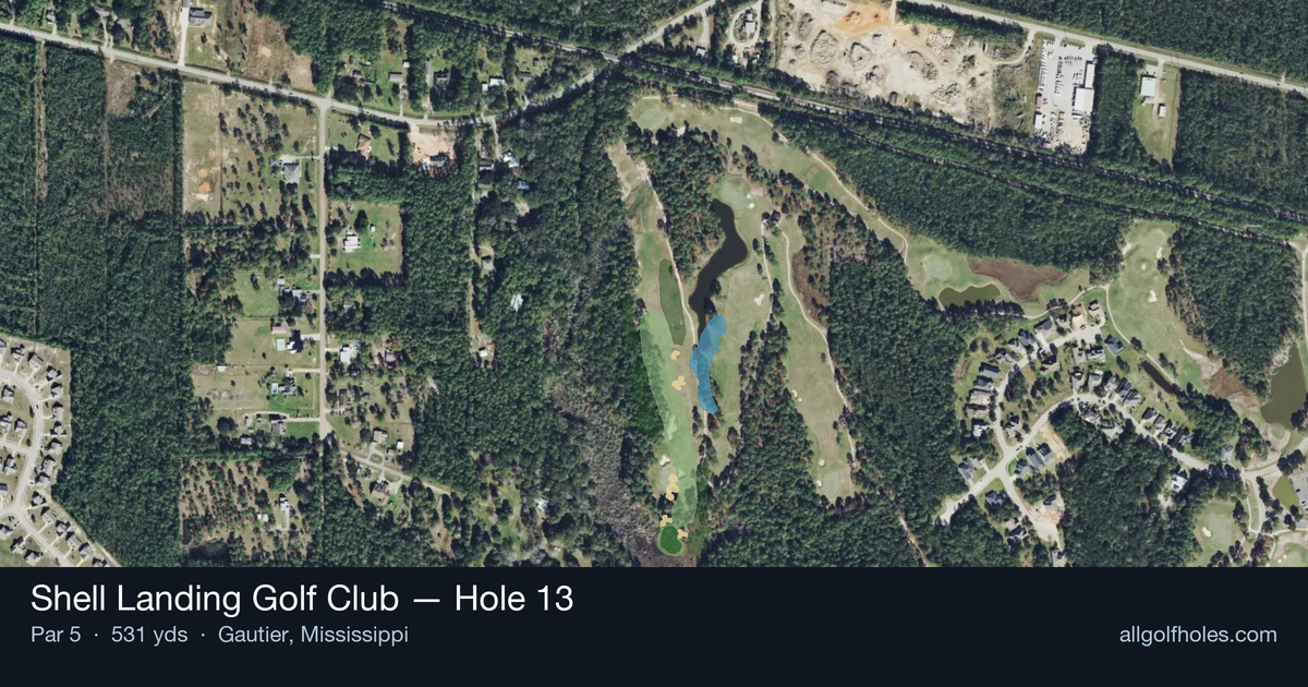 Hole 13 aerial at Shell Landing Golf Club