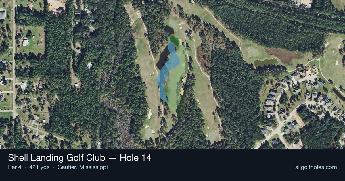 Hole 14 aerial at Shell Landing Golf Club