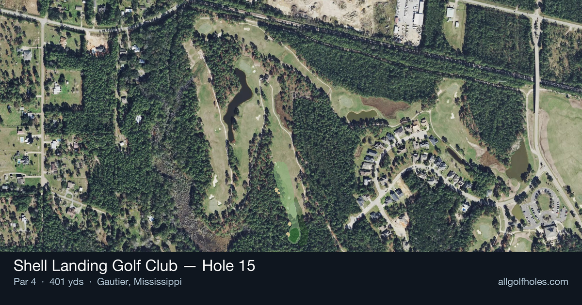Hole 15 aerial at Shell Landing Golf Club