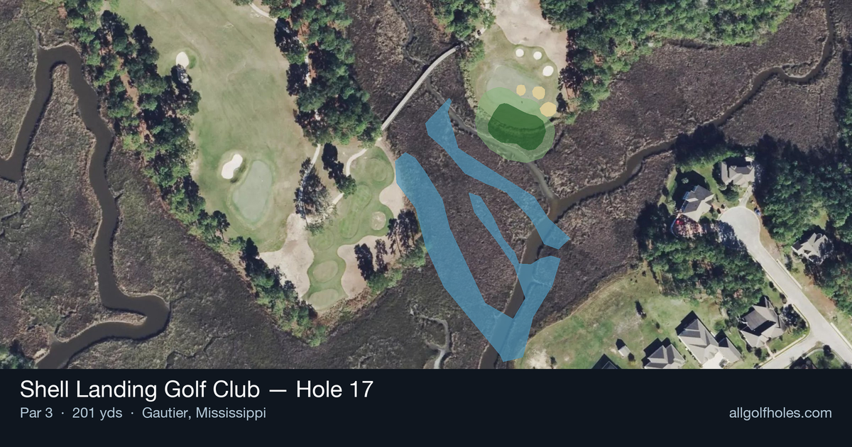 Hole 17 aerial at Shell Landing Golf Club
