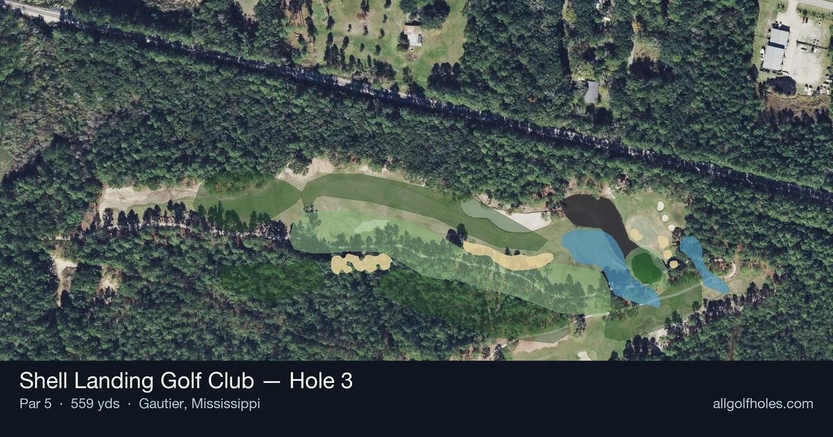 Hole 3 aerial at Shell Landing Golf Club