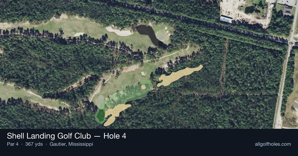Hole 4 aerial at Shell Landing Golf Club