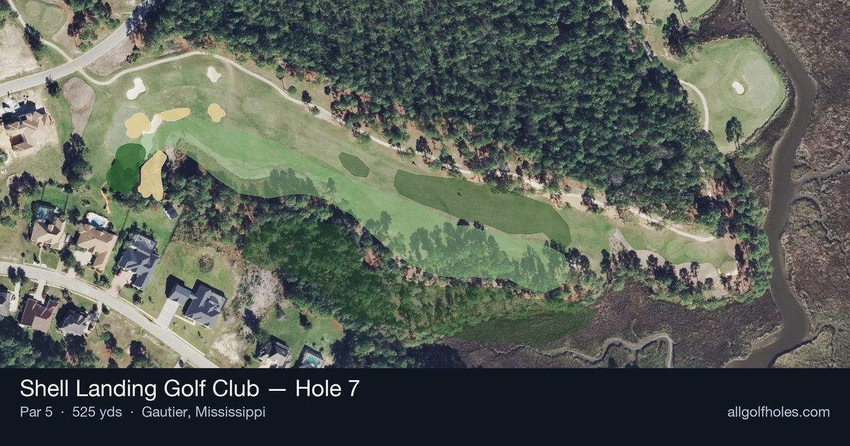 Hole 7 aerial at Shell Landing Golf Club