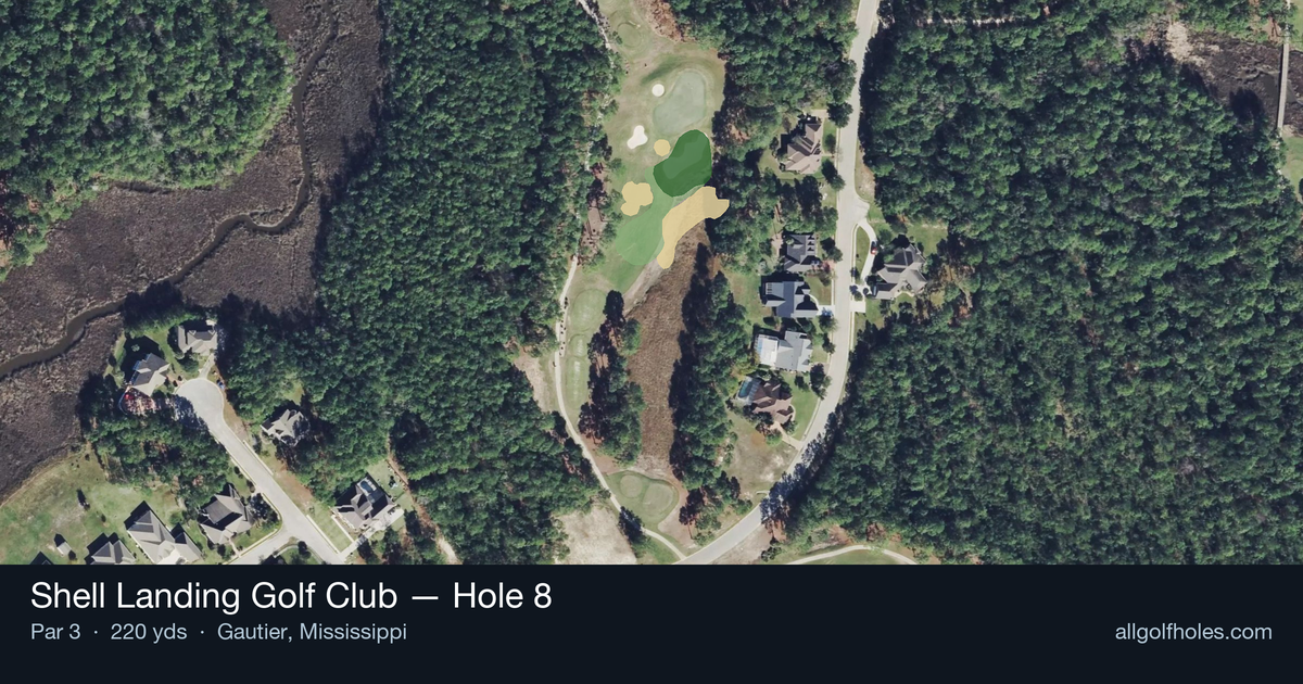 Hole 8 aerial at Shell Landing Golf Club