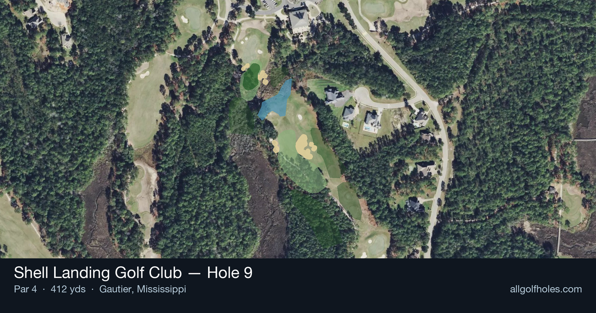 Hole 9 aerial at Shell Landing Golf Club
