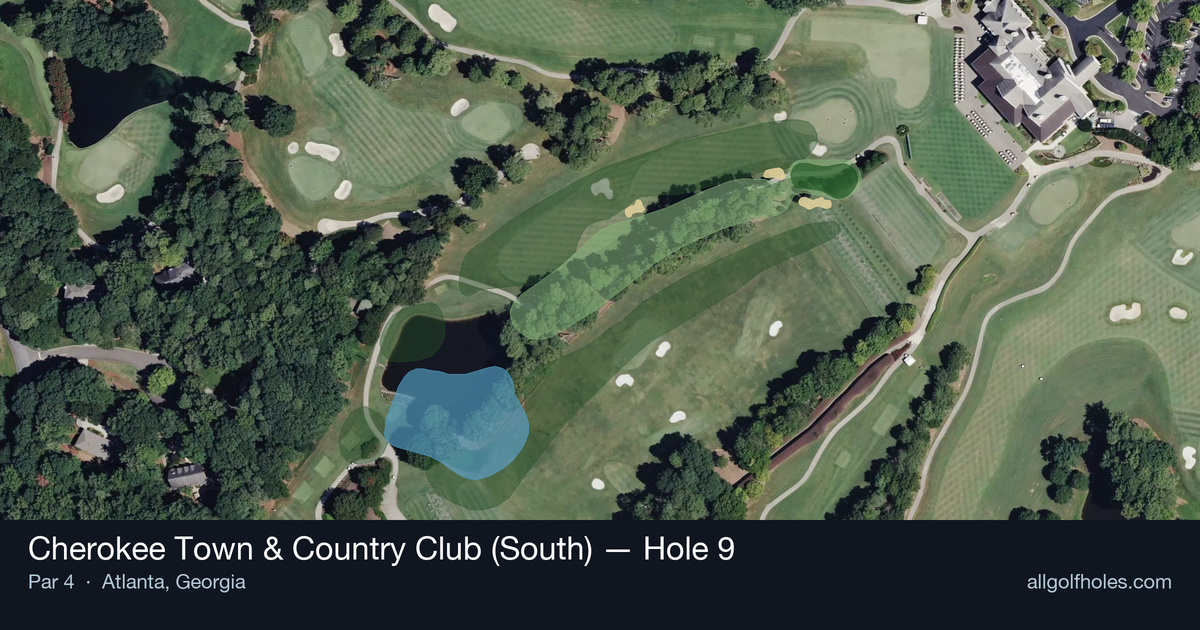 Hole 9 aerial at Cherokee Town & Country Club (South)