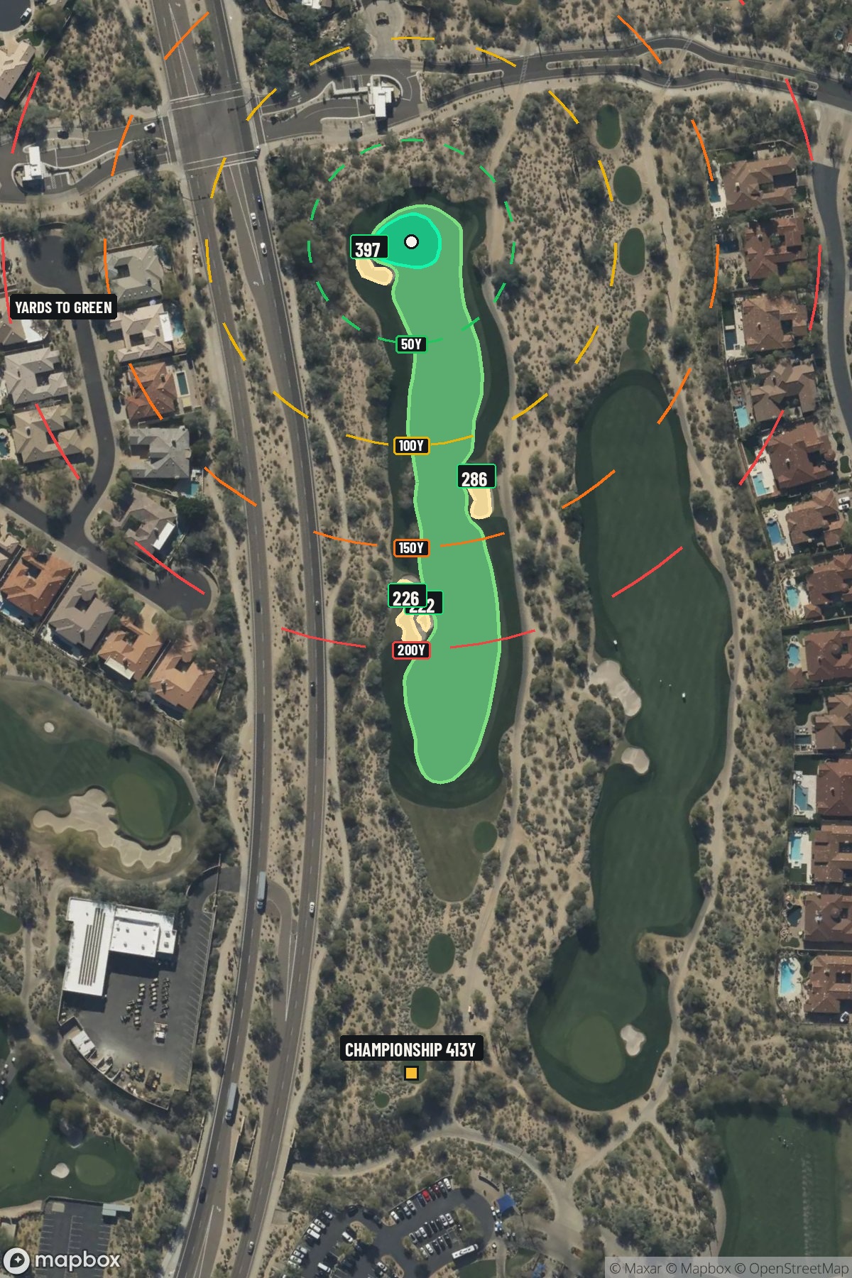 Hole 1 aerial at Grayhawk Golf Club (Raptor course)