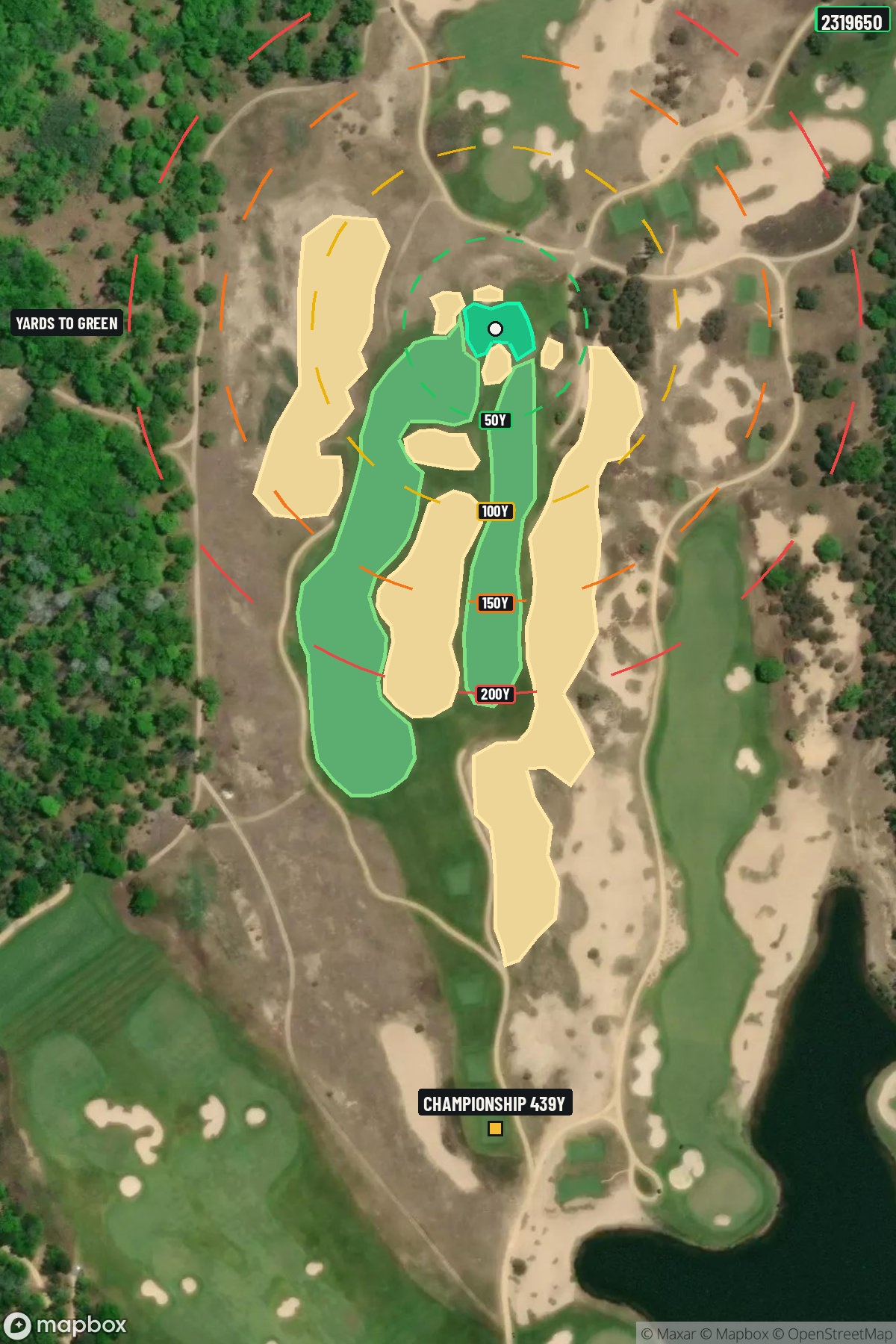 Hole 10 aerial at Forest Dunes Golf Club