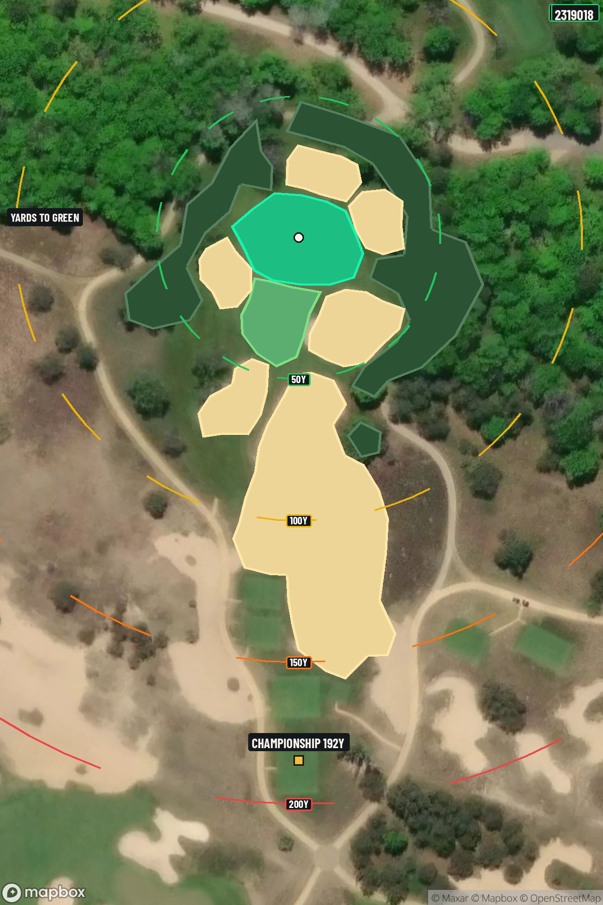 Hole 11 aerial at Forest Dunes Golf Club