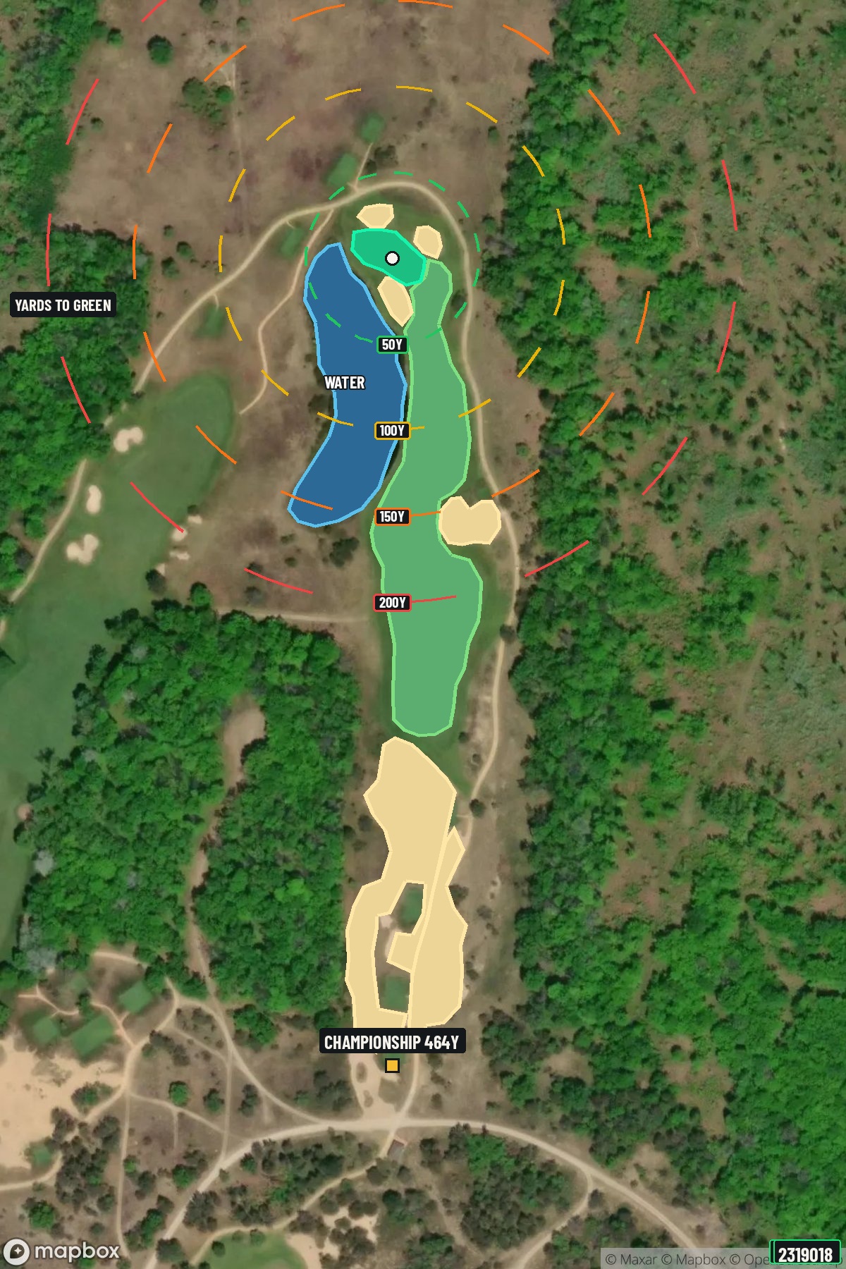 Hole 14 aerial at Forest Dunes Golf Club