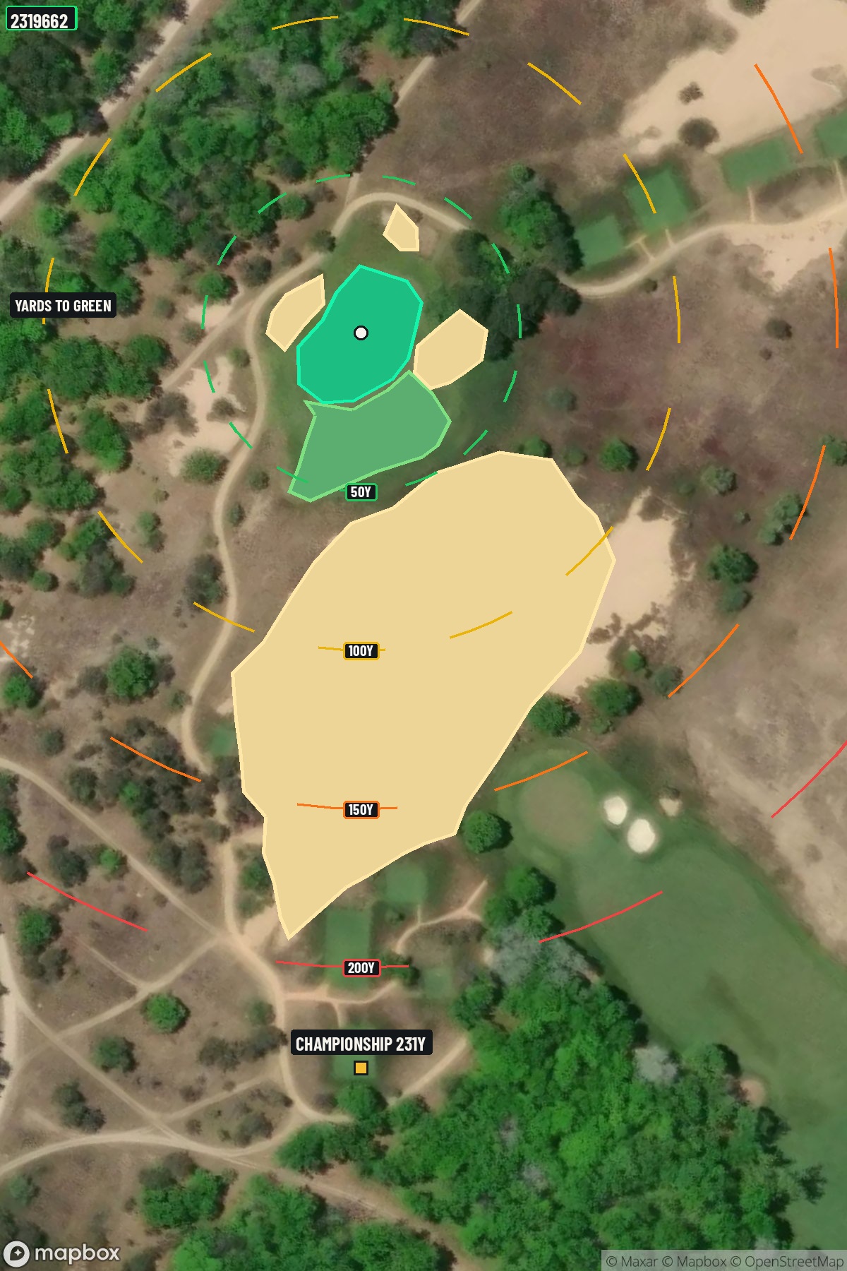 Hole 16 aerial at Forest Dunes Golf Club