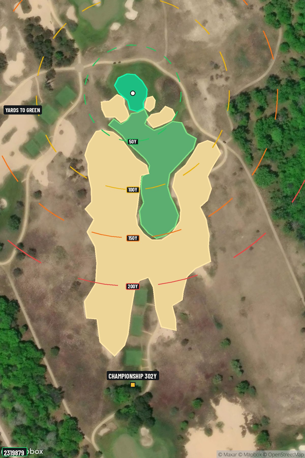 Hole 17 aerial at Forest Dunes Golf Club