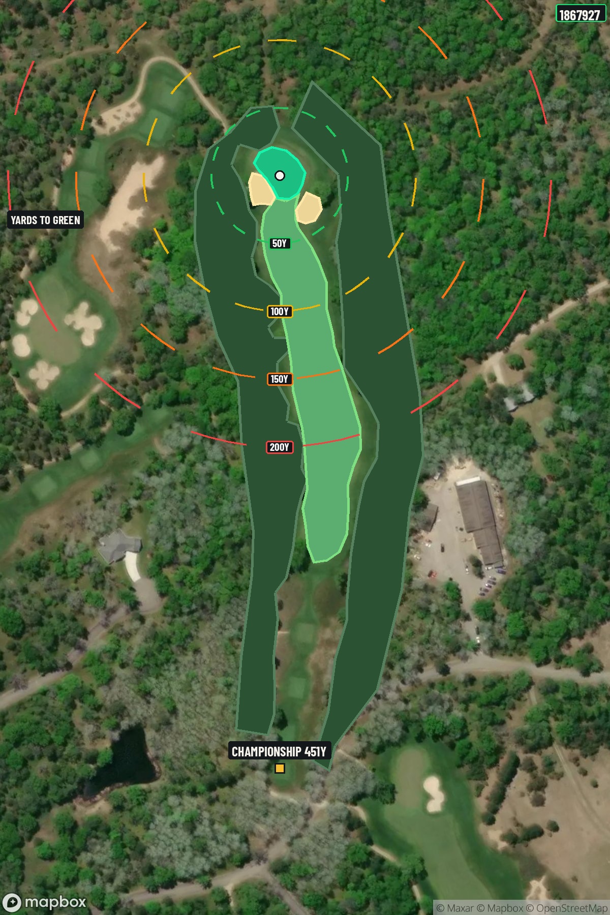 Hole 2 aerial at Forest Dunes Golf Club
