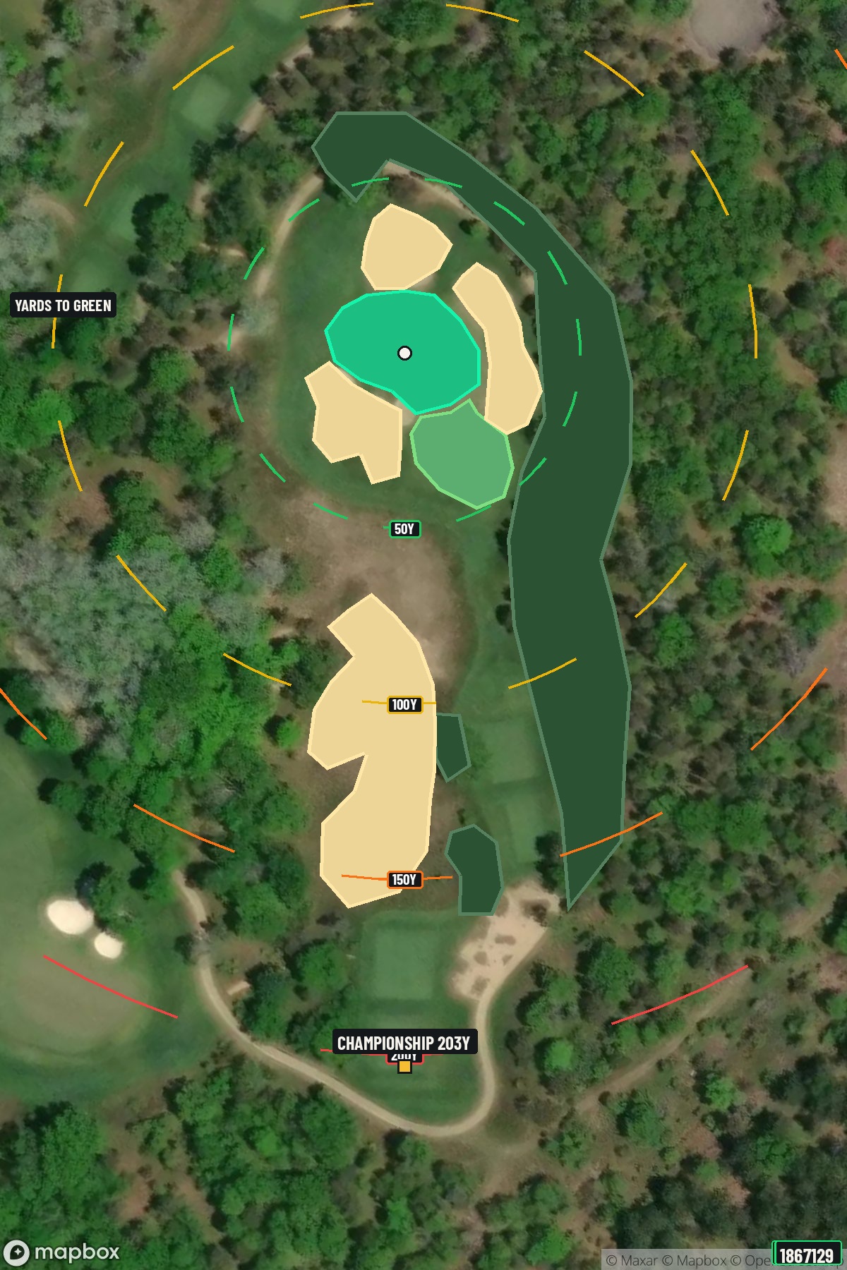 Hole 3 aerial at Forest Dunes Golf Club
