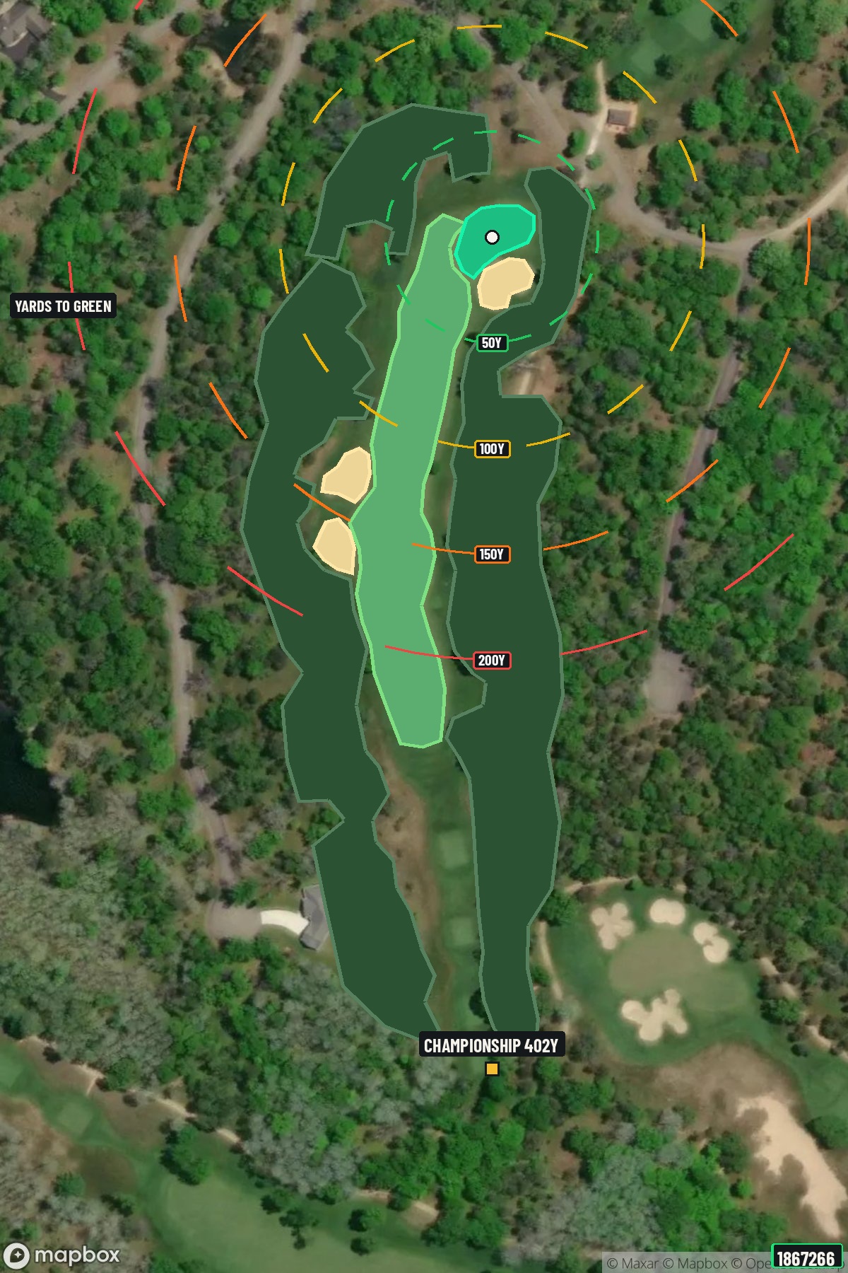 Hole 4 aerial at Forest Dunes Golf Club