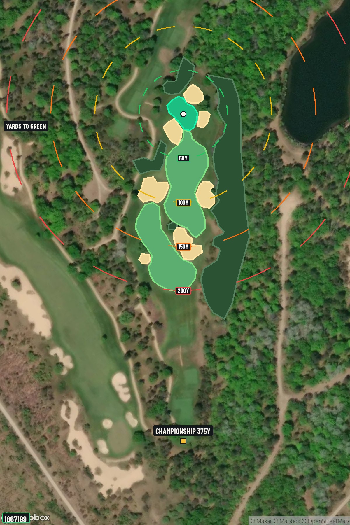 Hole 6 aerial at Forest Dunes Golf Club