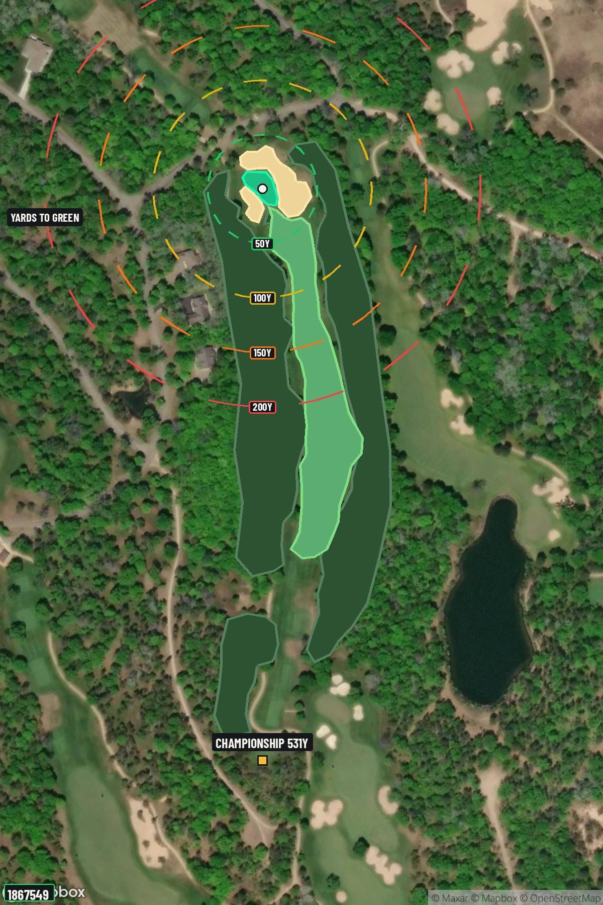 Hole 7 aerial at Forest Dunes Golf Club