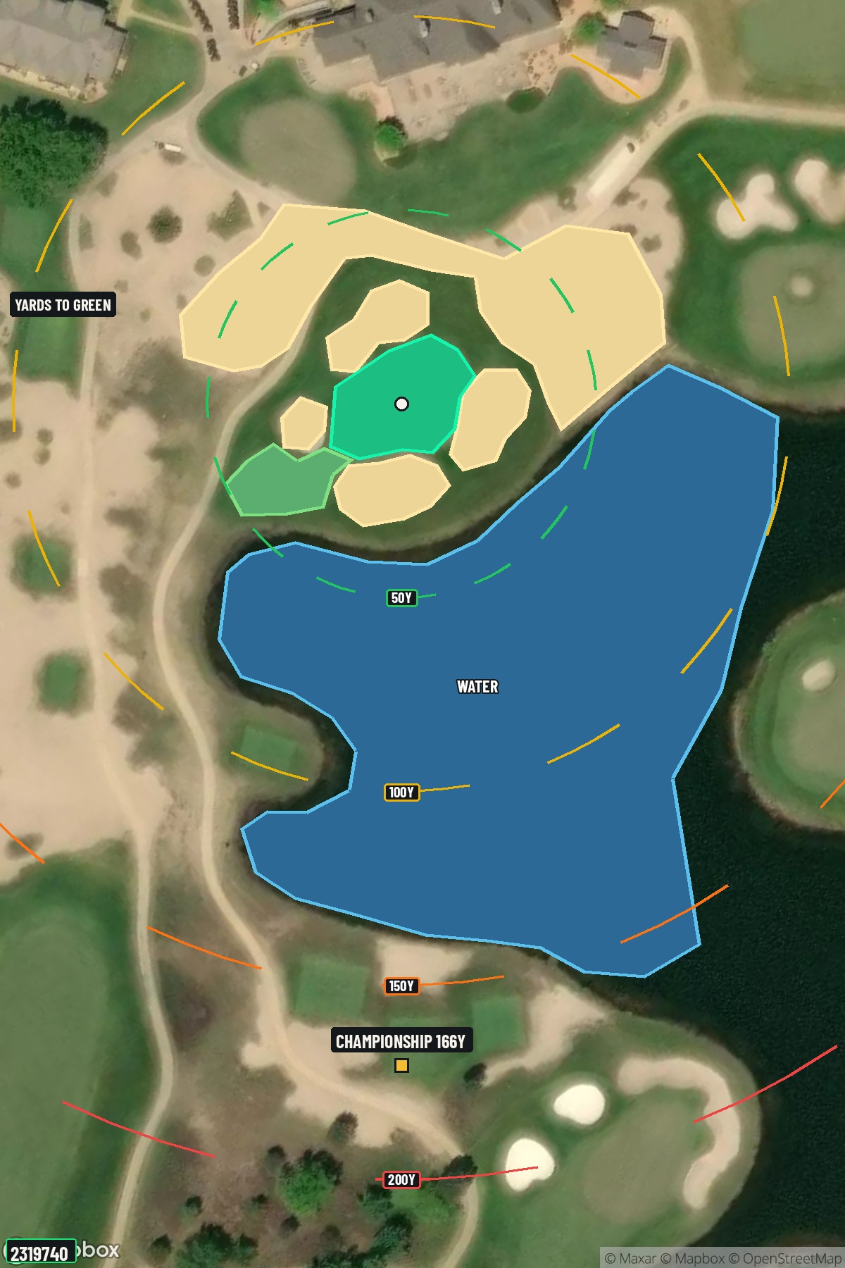 Hole 9 aerial at Forest Dunes Golf Club