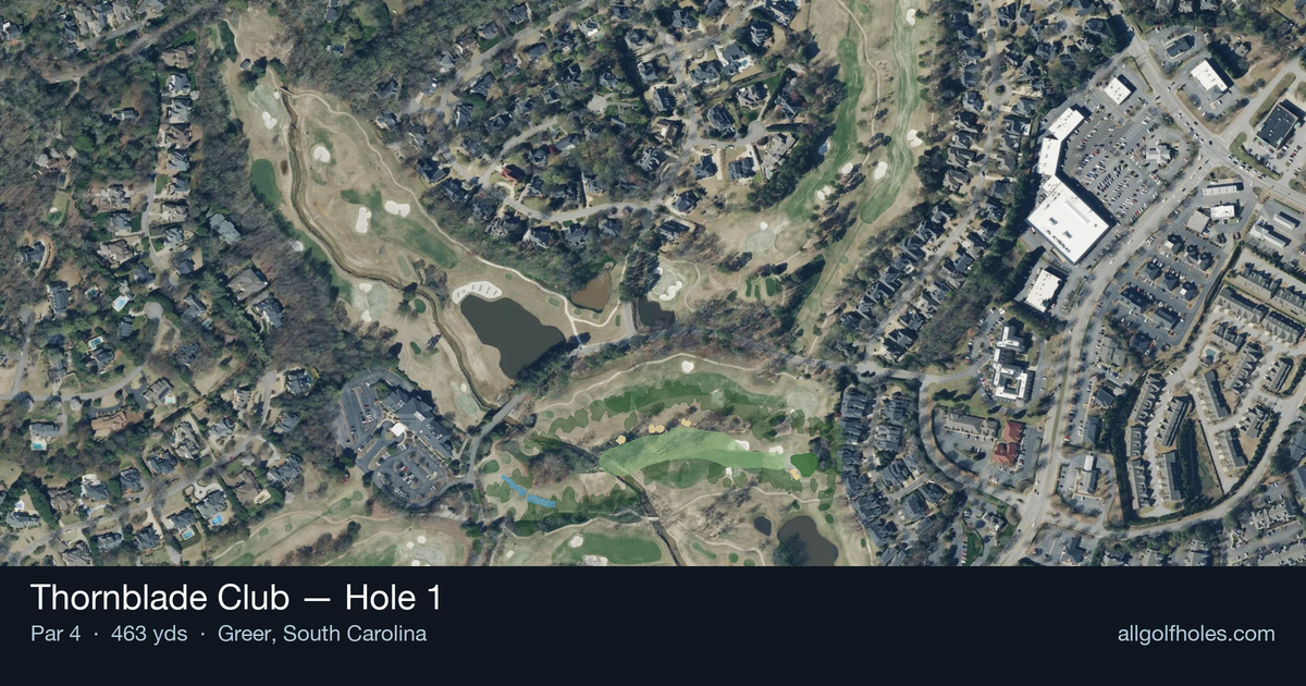 Hole 1 aerial at Thornblade Club