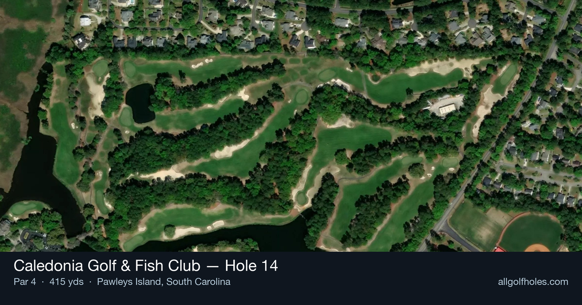 Hole 14 aerial at Caledonia Golf & Fish Club