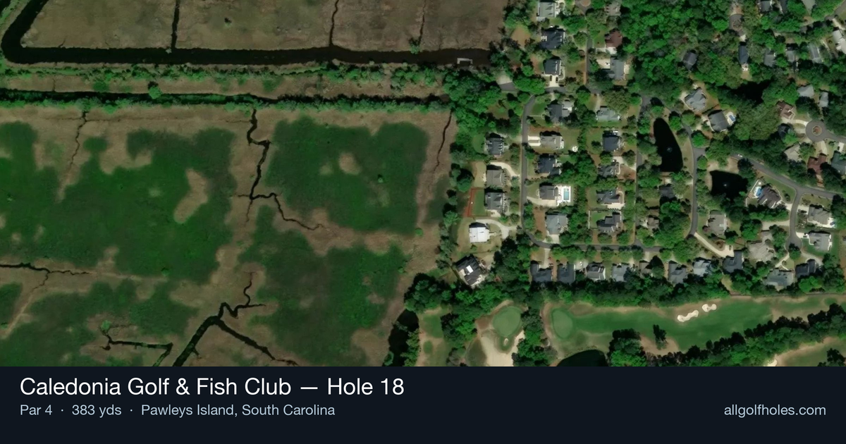 Hole 18 aerial at Caledonia Golf & Fish Club