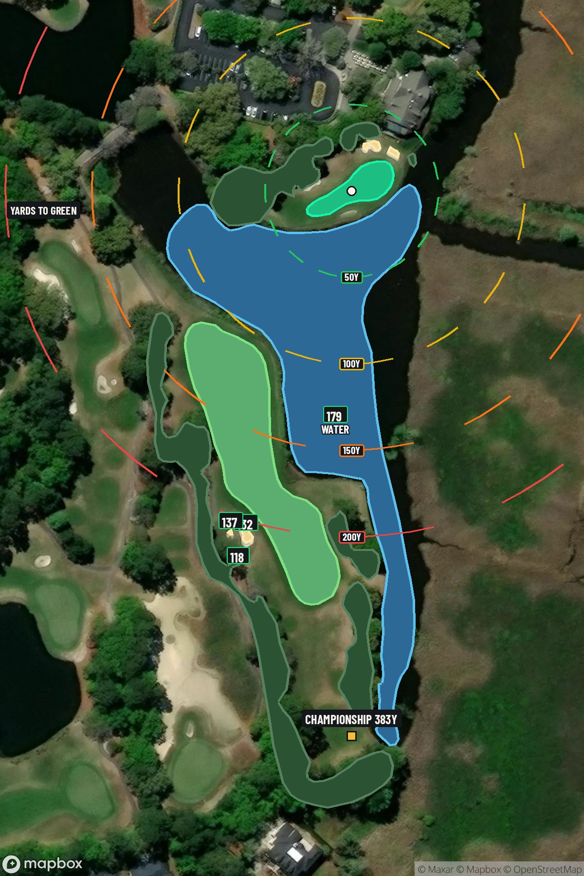Hole 18 aerial at Caledonia Golf & Fish Club