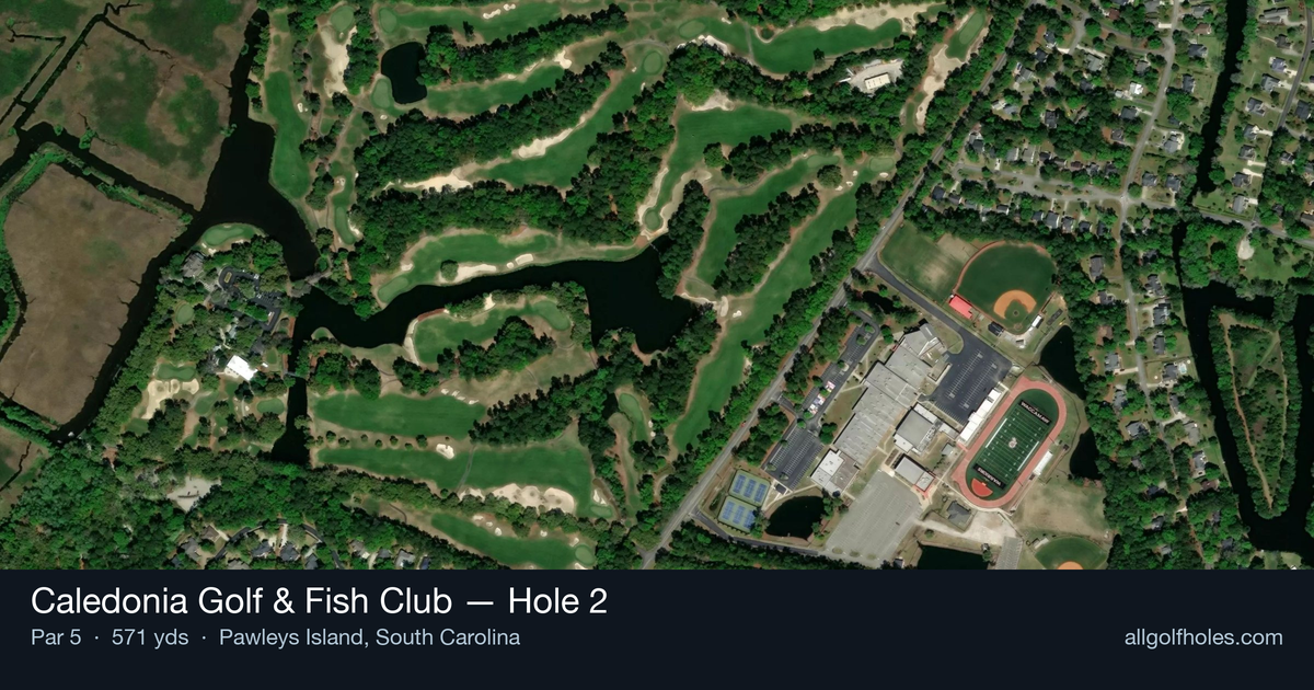 Hole 2 aerial at Caledonia Golf & Fish Club