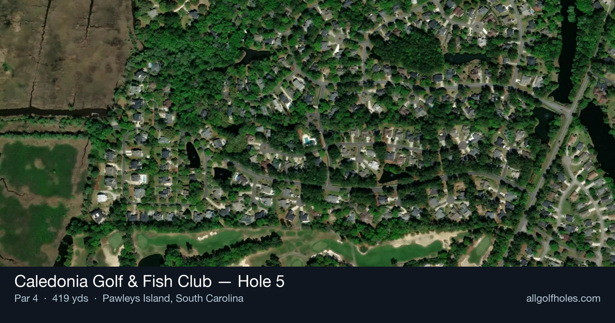 Hole 5 aerial at Caledonia Golf & Fish Club